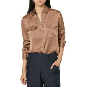 Equipment Signature Satin Button Down Shirt in Doeskin | XL